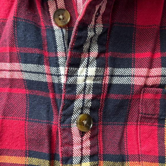 Women's Casual Red Plaid Button Down Shirt - Picture 3 of 7